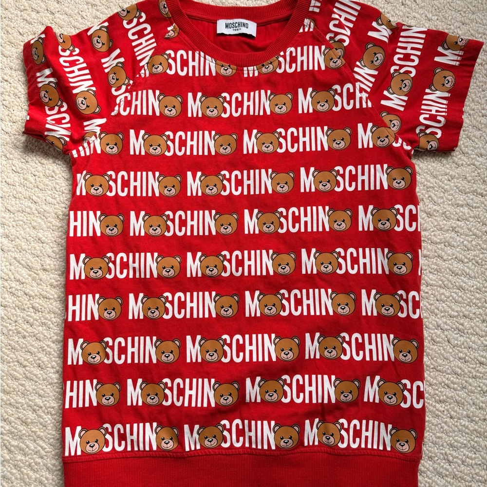 Moschino Red Bear Pattern Tee